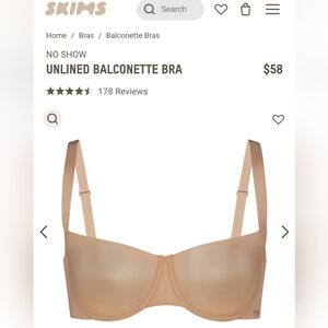 Three SKIMS Unlined Balconette Bras 40D